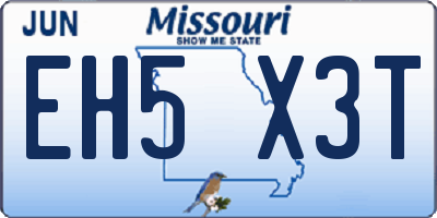 MO license plate EH5X3T