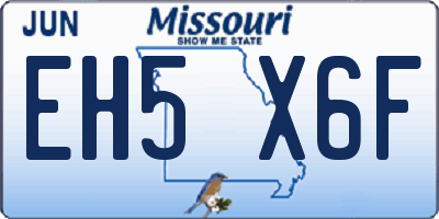 MO license plate EH5X6F