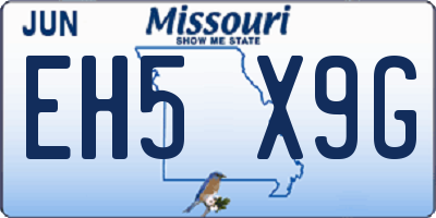 MO license plate EH5X9G
