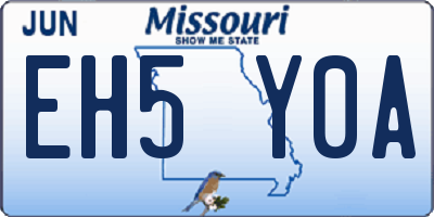 MO license plate EH5Y0A