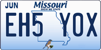 MO license plate EH5Y0X