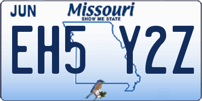 MO license plate EH5Y2Z