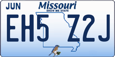 MO license plate EH5Z2J