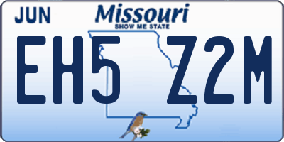 MO license plate EH5Z2M