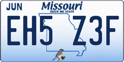 MO license plate EH5Z3F