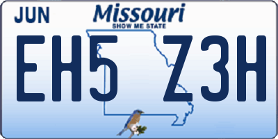 MO license plate EH5Z3H