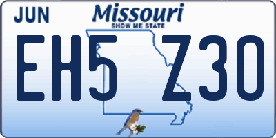 MO license plate EH5Z3O