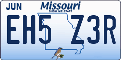 MO license plate EH5Z3R