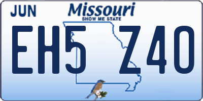 MO license plate EH5Z4O