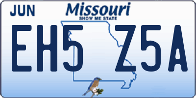 MO license plate EH5Z5A