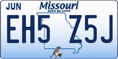 MO license plate EH5Z5J