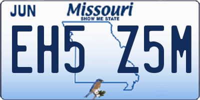 MO license plate EH5Z5M