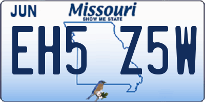 MO license plate EH5Z5W
