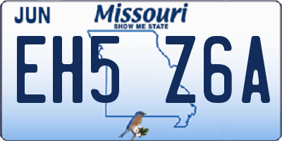 MO license plate EH5Z6A