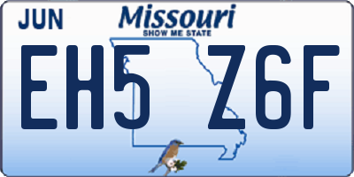 MO license plate EH5Z6F