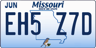 MO license plate EH5Z7D