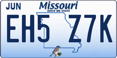 MO license plate EH5Z7K