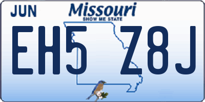 MO license plate EH5Z8J