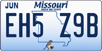 MO license plate EH5Z9B