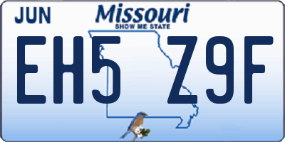 MO license plate EH5Z9F