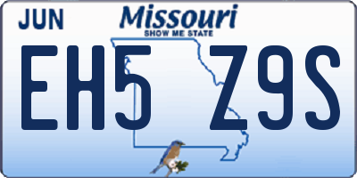 MO license plate EH5Z9S