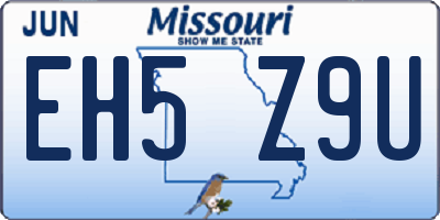 MO license plate EH5Z9U