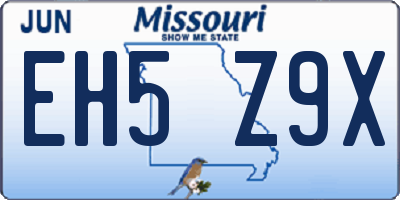 MO license plate EH5Z9X