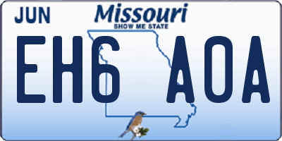 MO license plate EH6A0A