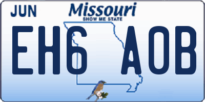 MO license plate EH6A0B