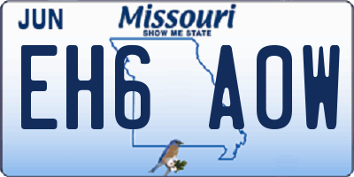 MO license plate EH6A0W