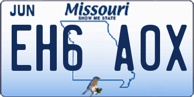 MO license plate EH6A0X