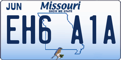 MO license plate EH6A1A