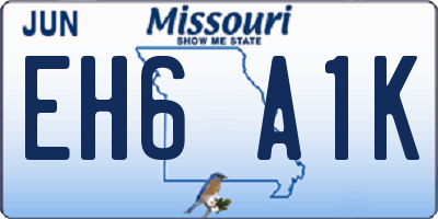MO license plate EH6A1K