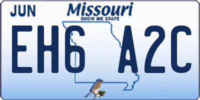 MO license plate EH6A2C