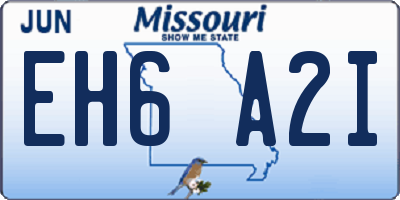 MO license plate EH6A2I