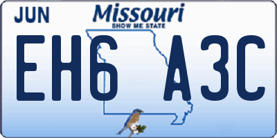 MO license plate EH6A3C