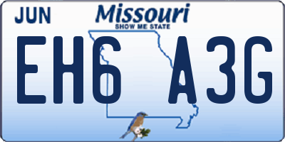 MO license plate EH6A3G