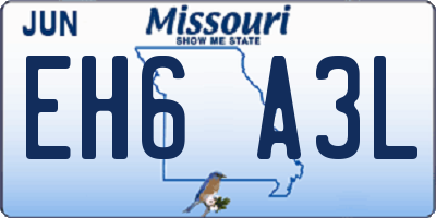 MO license plate EH6A3L