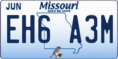 MO license plate EH6A3M