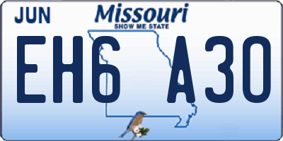 MO license plate EH6A3O