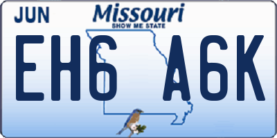 MO license plate EH6A6K