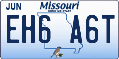 MO license plate EH6A6T