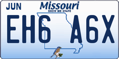 MO license plate EH6A6X