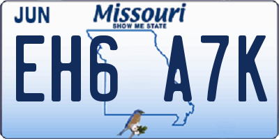 MO license plate EH6A7K