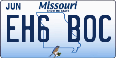 MO license plate EH6B0C