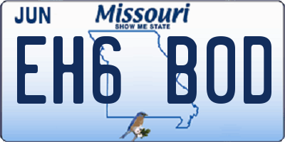 MO license plate EH6B0D