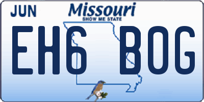 MO license plate EH6B0G