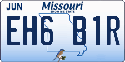 MO license plate EH6B1R
