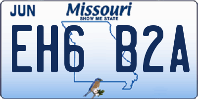 MO license plate EH6B2A