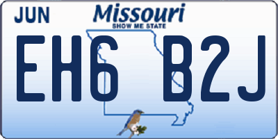 MO license plate EH6B2J